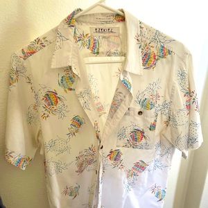 Mens L Hawaiian Button Shirt